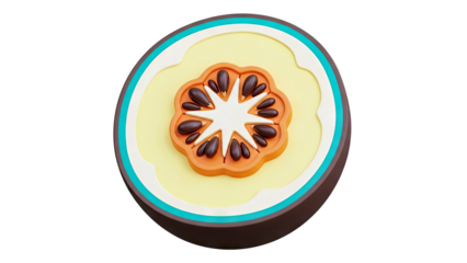 Stylized Cutaway of a Fruit with Seeds