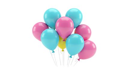 Bunch of Pink and Blue Balloons with One Yellow Balloon