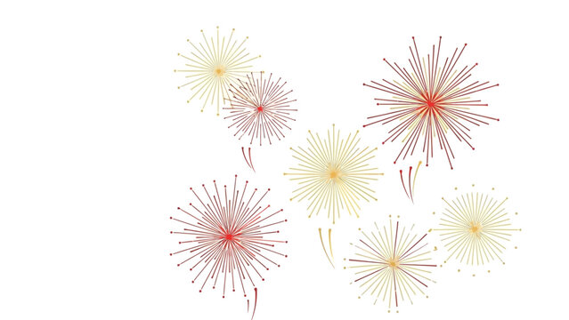 Minimalist Red and Gold Firework Sparks on White Background