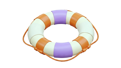 Lifebuoy with orange and purple accents