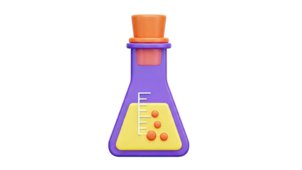 3D Icon of a Science Flask with Bubbles