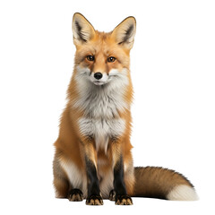 Fototapeta premium A cute red fox sitting upright with alert and curious eyes