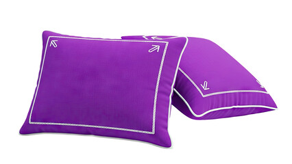 Naklejka premium Two Purple Decorative Pillows with White Piping