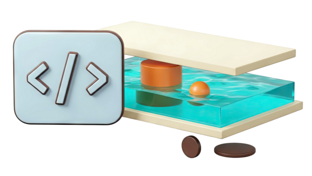 3D Code Symbol and Abstract Geometric Objects - Powered by Adobe