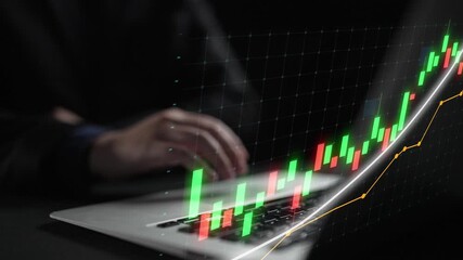 A close-up view of a laptop displaying financial growth charts and graphs, capturing the essence of data analysis and investment strategies in a contemporary workspace. Copula - Powered by Adobe