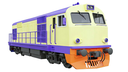 Fototapeta premium Yellow and Purple Diesel Locomotive