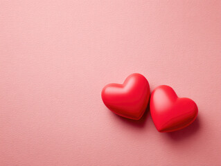 Fototapeta premium A sweet couple red valentine hearts on pink background design for Valentine greeting casrd.