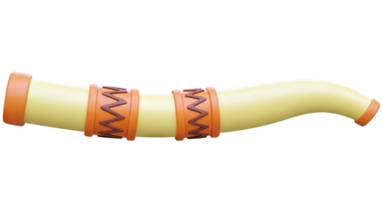 Stylized Yellow Horn with Orange Bands and Zigzag Pattern