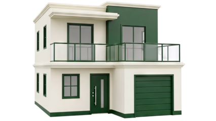 Modern Two-Story House with Green Accents