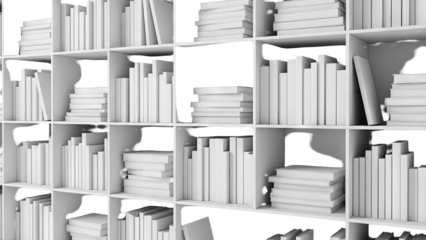 White books on a white shelf