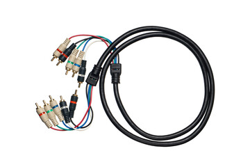 Professional component RCA audio video cable isolated on white back