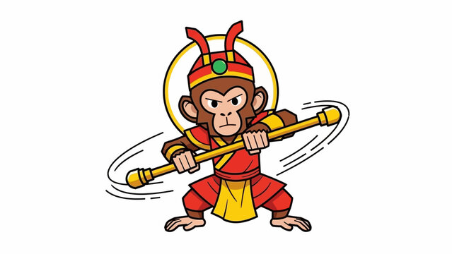 Monkey King Sun Wukong character with golden staff