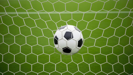 Soccer ball in the back of the net goal scored.