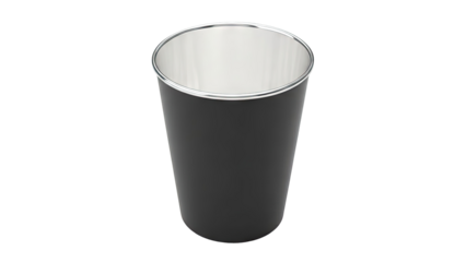 Black Metal Waste Bin with Silver Rim