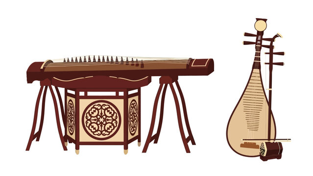 Traditional Chinese Musical Instruments Guzheng Pipa and Erhu