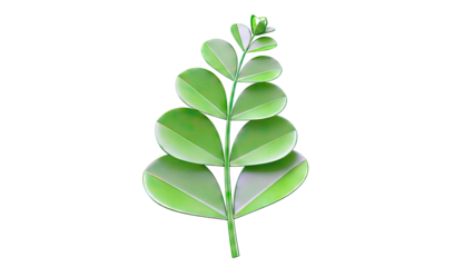 Stylized Green Leafy Plant Stem