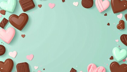 バレンタインチョコの緑のかわいい背景4