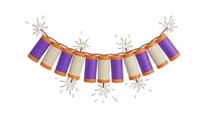 String of cartoon firecrackers with sparks