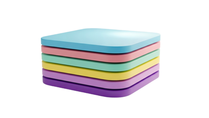 Stack of Colorful Square Objects with Rounded Corners