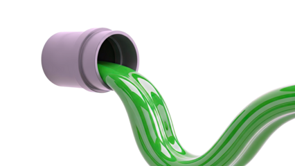 Green liquid flowing from pipe