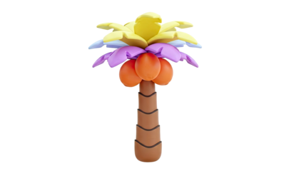 Stylized 3D Palm Tree with Coconuts