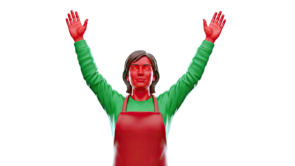 Person in Red and Green with Arms Raised