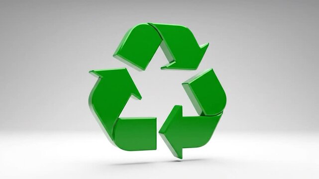 Green Recycle Symbol Animation on White Background - Eco-Friendly Concept.
