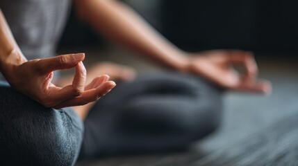 A woman in a meditative pose with a hand gesture