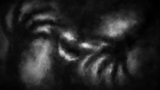 Dark horror 2D animation for Halloween. Abstract Vj looped 2D animation in horror fantasy genre. Black and white background.