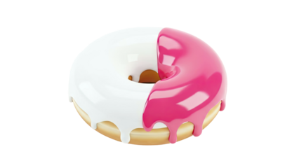 Two-toned frosted donut with dripping glaze