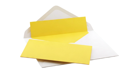 Two yellow cards in an open white envelope