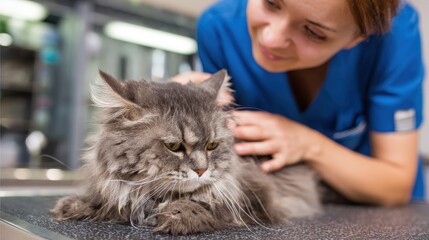 Cat grooming at a pet salon a stylist trims and styles while attending to a cat s appearance