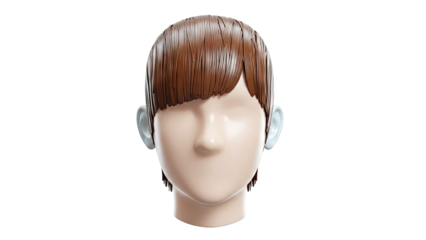 3D Render of a Child's Head with Brown Hair and Simple Features