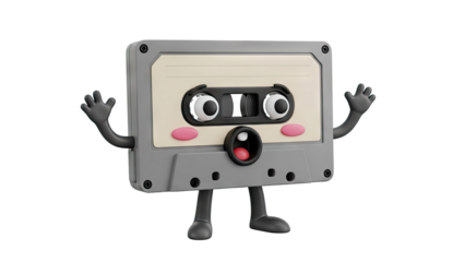 Anthropomorphic Cassette Tape Character