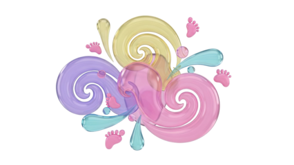 Colorful Swirls and Baby Footprints