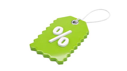 Green Price Tag with Percentage Symbol