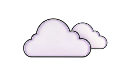 Two purple cloud shapes with black outlines on a white background