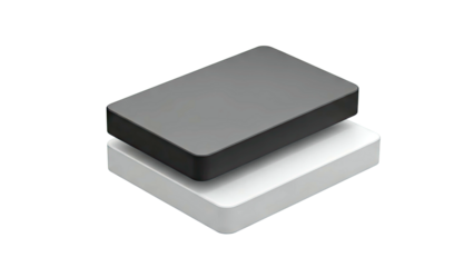 Two Rectangular Blocks, One Grey, One Black, Stacked