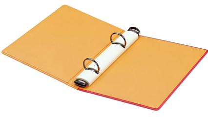 Open Orange Ring Binder with Metal Rings