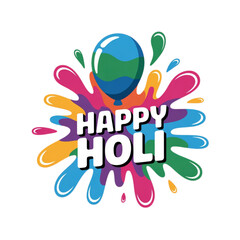 Fototapeta premium Vibrant color splash design with a water balloon for a happy holi celebration Vector, illustration