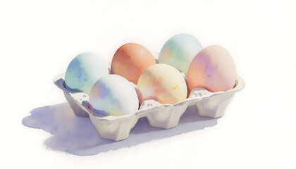 Colorful painted eggs in a carton for Easter celebration  