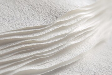Obraz premium Close-up of layered white paper with texture. Forms wavy folds, creating patterns