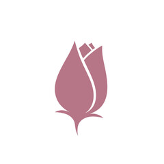 Obraz premium A simple and elegant rose bud icon in a soft pink hue.