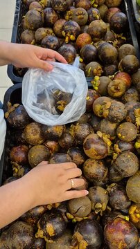 Mangosteen is famous for its hard purple skin and pure white flesh that is refreshingly sweet and sour, rich in antioxidants (xanthones), vitamins, and fiber.