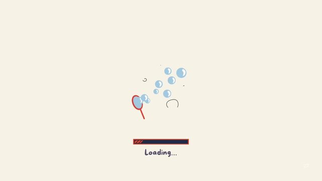 A playful illustration of soap bubbles floating upwards, suggesting a moment of lightheartedness and anticipation during a loading process