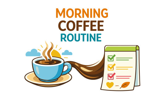 Morning coffee routine: energizing start with checklist for productive day - Powered by Adobe