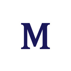 Elegant dark blue capital letter M in a classic serif font.