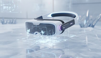 Virtual Reality (VR) Headset in Futuristic Environment