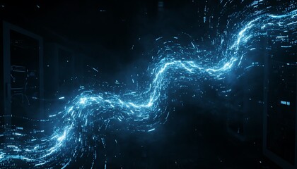 Abstract Blue Electric Lightning Bolt Strike