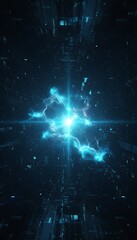 Abstract Blue Energy Burst and Fragment Trails